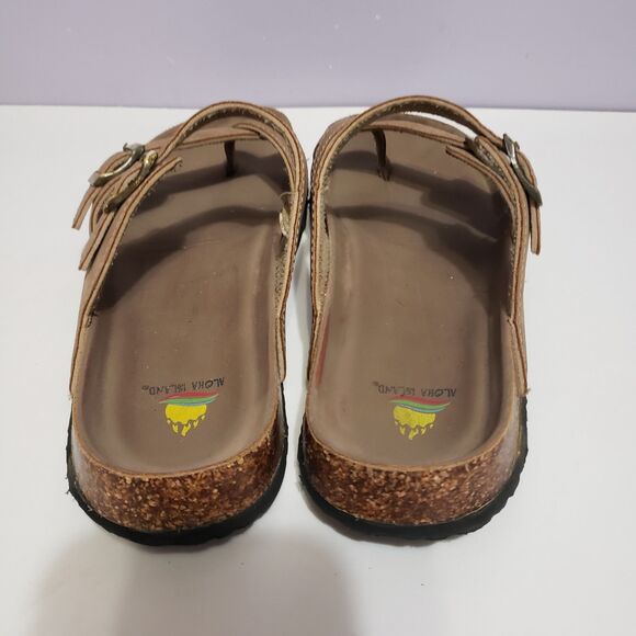 Aloha Island Brown Women's Footbed Slip On Sandals Sz 10 - Picture 5 of 8